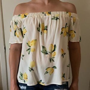 Off the shoulder lemon shirt